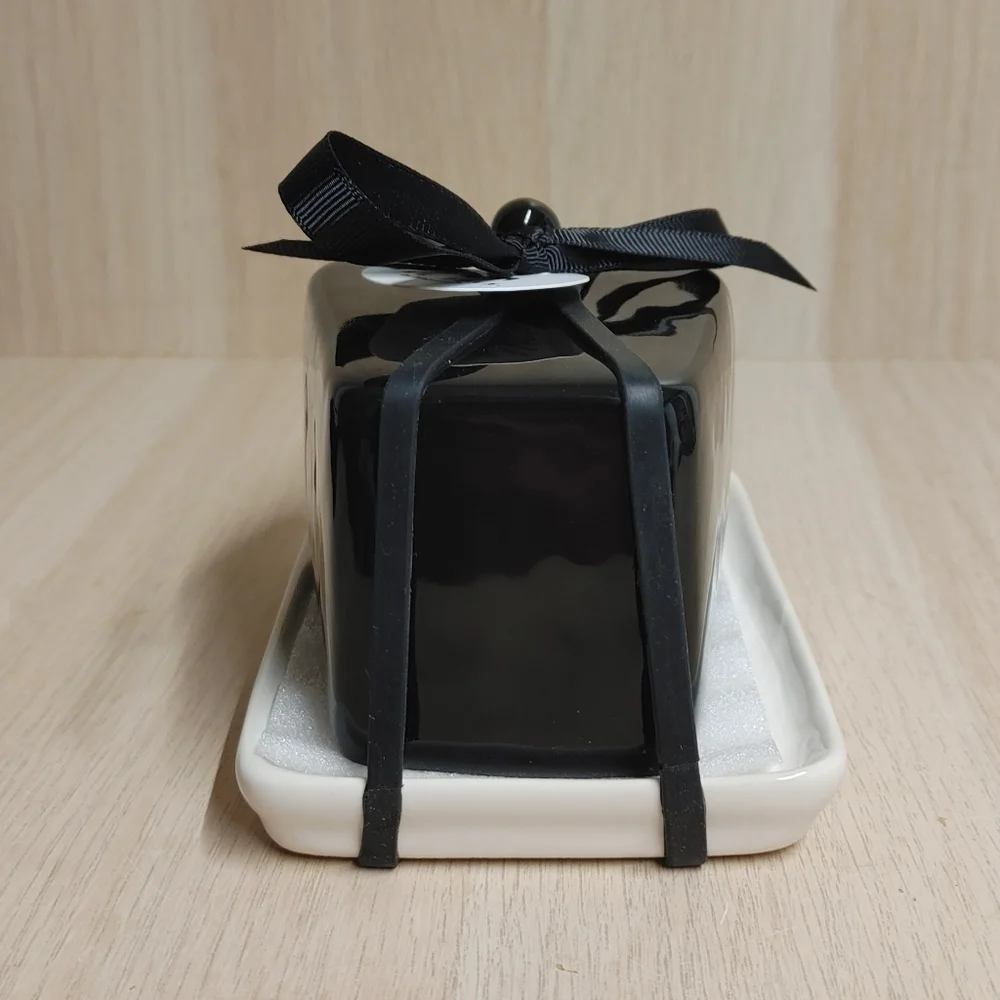 RAE DUNN Coffin Butter Dish R.I.P. Spooky Halloween Black Ceramic Kitchen Decor